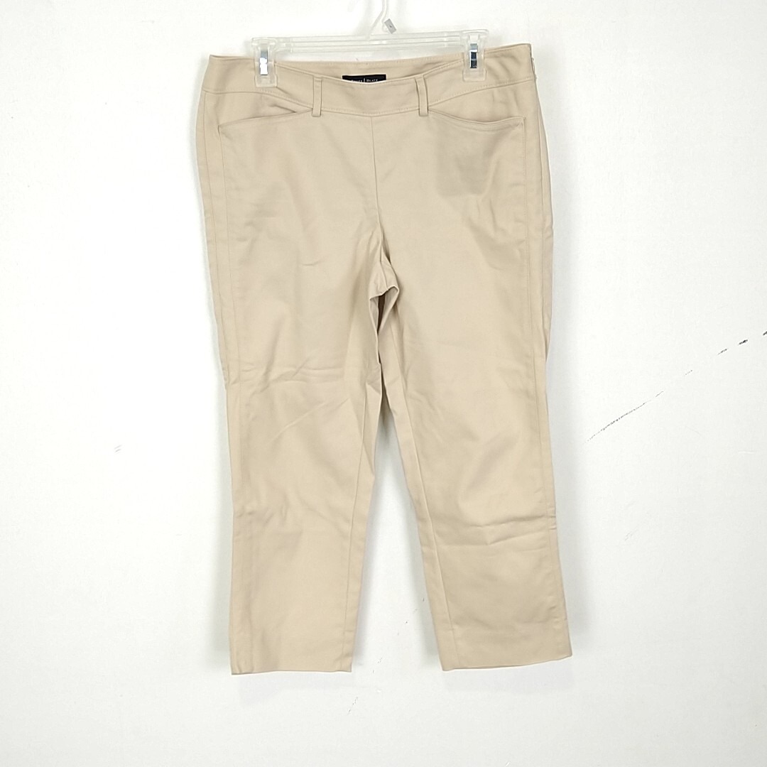 White House Black Market Slim Ankle Pants Women 8 Tan Beige Mid Rise Stretch